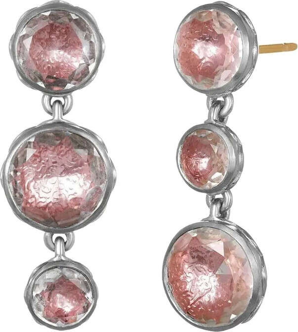 Larkspur & Hawk rhodium-plated Catherine Round 3 quartz earrings