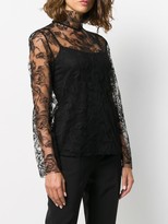 Thumbnail for your product : CARMEN MARCH Lace-Embroidered Sheer Top