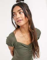 Thumbnail for your product : Brave Soul gathered front mini dress in khaki