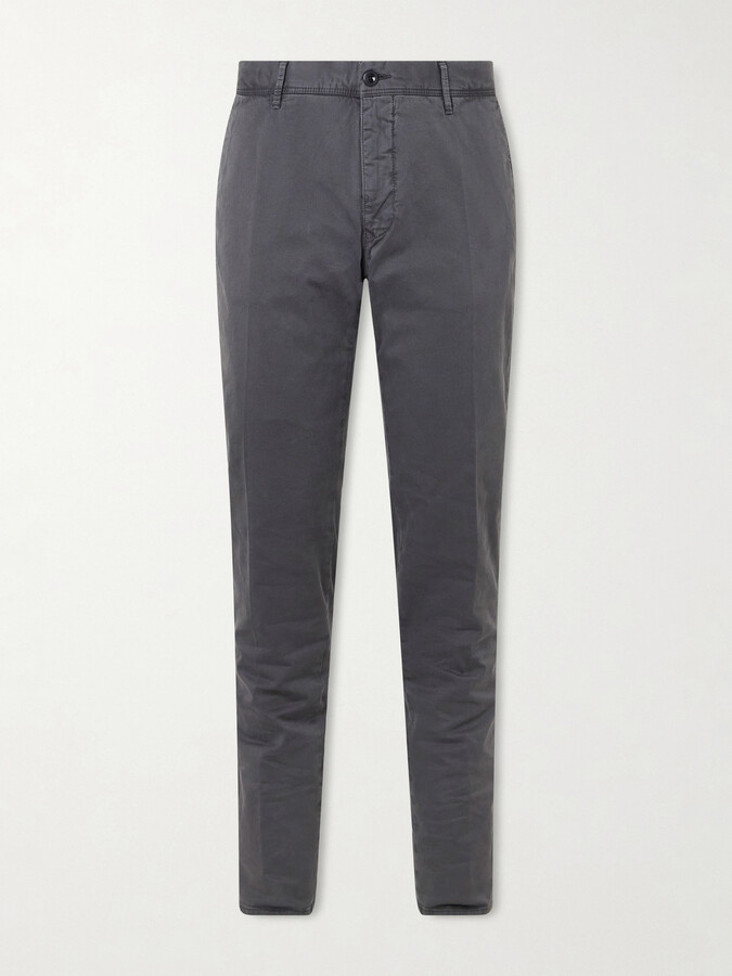 SLOWEAR Slim-Fit Tapered Stretch-Cotton Gabardine Trousers