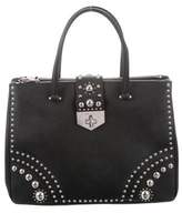 Thumbnail for your product : Prada Studded Saffiano Double Zip Tote Black Studded Saffiano Double Zip Tote