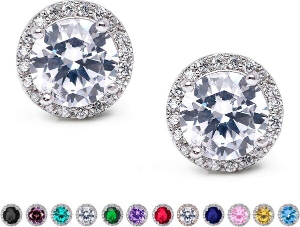 Summit Adventure CubicZirconiaStudEarrings,8mmRoundCut,RhinestoneHypoallergenicEarringsforWomen&Girls01.SilverOneSize
