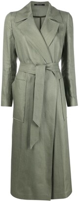 Tagliatore Belted Linen Trench Coat