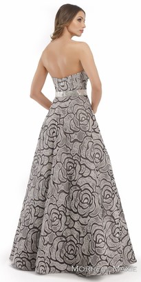 Morrell Maxie Strapless Sweetheart Rosette Print A-line Evening Gown