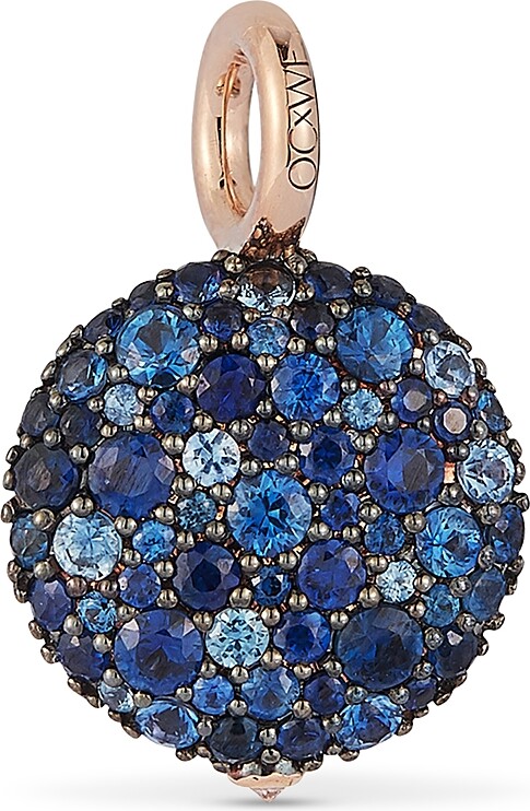 Walters Faith 18K Yellow Gold Blue Sapphire Oc X Wf Medium Pebble Charm