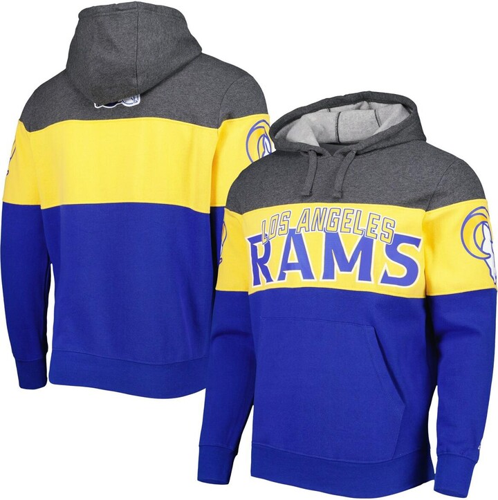 Men's Starter Royal Los Angeles Rams Warmup Hoodie Raglan Long Sleeve T- Shirt