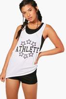 Thumbnail for your product : boohoo Fit Athlete Slogan Workout Vest