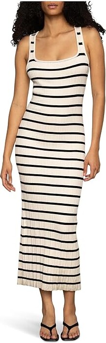 Sanctuary Starlit Rib Maxi Women's Dress Light Oat/Black 3 : XL (US 14), Nylon/Viscose