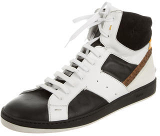Fendi Leather High-Top Sneakers