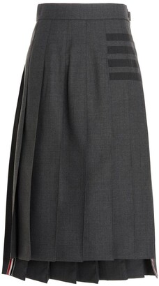 Thom Browne Asymmetric Pleated Midi Skirt