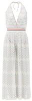 Thumbnail for your product : Missoni Mare Chevron-stripe Plunge-neck Halterneck Dress - White Multi