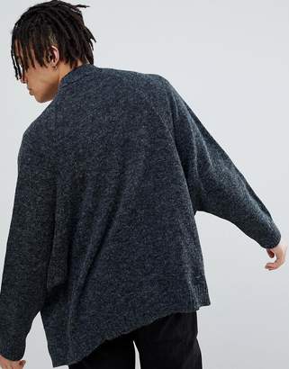 ASOS DESIGN Knitted Batwing Cardigan In Charcoal