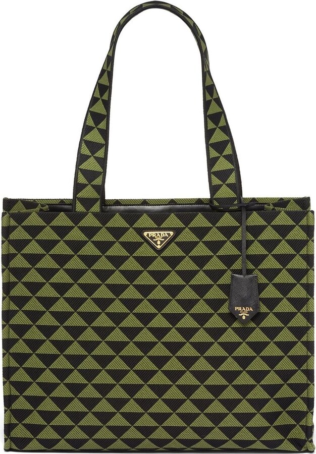 Prada Prada Symbole Small Embroidered Fabric Top Handle Tote Bag (Totes)