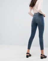 Thumbnail for your product : ASOS DESIGN high rise ridley 'skinny' jeans with seamed split front in valentine dark mottled wash