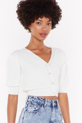Nasty Gal Womens Rumour has Knit Cropped Button-Down Cardigan - White - L