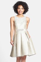 Thumbnail for your product : Eliza J Embellished Metallic Jacquard Fit & Flare Dress