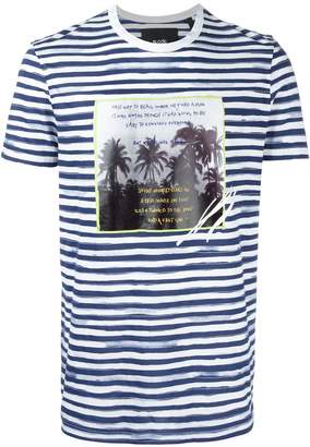 Blood Brother palm tree print striped T-shirt
