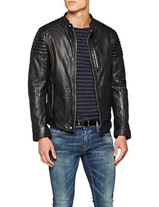 Antony Morato Men's Leather Coat Jacket, (Nero 9000), Small