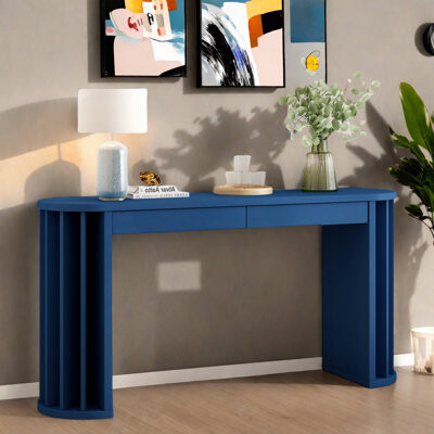 Console Table With Curved And Straight Line Design And 2 Drawers