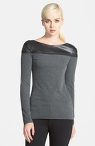 Thumbnail for your product : Bailey 44 Long Sleeve Top with Faux Leather Shoulders