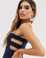 Thumbnail for your product : Vesper midi pencil dress with square neck and cut out side in navy