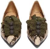 Thumbnail for your product : Rue St. - Siroka Pointed Toe Python Effect Leather Flats - Womens - Cream Multi