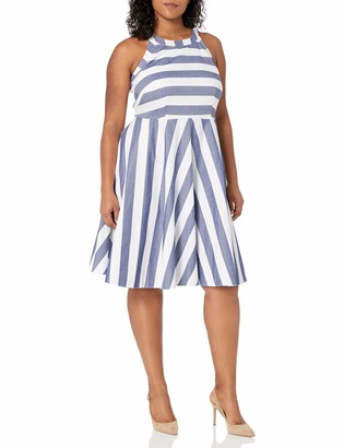 Eliza J Women's Plus Size Stripe Fit & Flare Dress