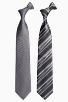 Thumbnail for your product : Next Two Pack Grey Black Stripe Ties