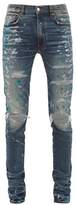 Thumbnail for your product : Amiri Paint Splatter Distressed Slim-leg Jeans - Mens - Indigo