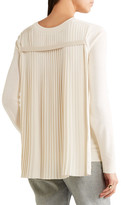 Thumbnail for your product : MM6 MAISON MARGIELA Pleated Crepe-paneled Knitted Sweater - Cream