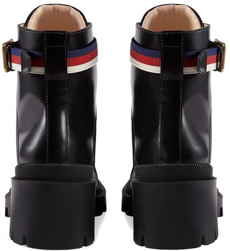 Gucci Leather ankle boot with Sylvie Web