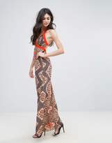 Thumbnail for your product : Little Mistress Strappy Maxi Dress In Animal Print
