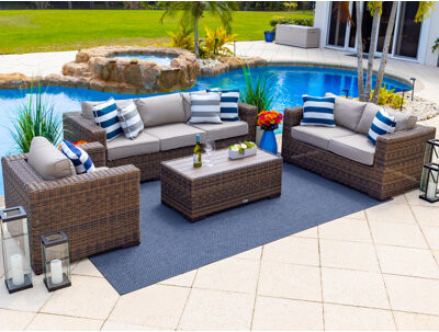 Latitude Run Centralmont Wicker/Rattan 6 - Person Seating Group with Cushions