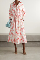 Thumbnail for your product : Valentino Floral-print Cotton And Silk-blend Faille Midi Dress - White