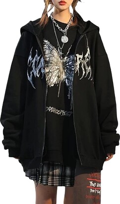Women Rhinestone Skeleton Printed Hoodie Fashion Sweatshirt Y2K