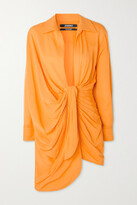 Thumbnail for your product : Jacquemus Bahia Draped Knotted Voile Mini Dress - Orange