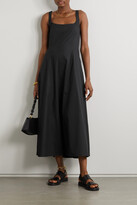 Thumbnail for your product : Three Graces London Ada Washed Cotton-poplin Midi Dress - Black