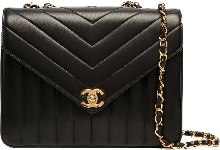 Chanel Studded Chevron Flap Bag - Black Crossbody Bags, Handbags -  CHA952750