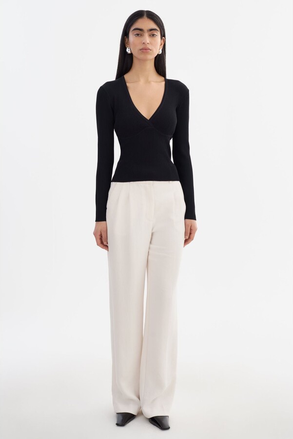 LAMARQUE Romane Rib Knit Long Sleeve Top