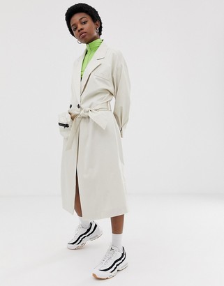 Collusion Petite trench coat with removable bag