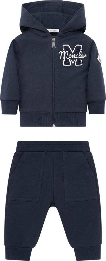 Moncler Enfant Embroidered Teddy Logo Cotton Sweatsuit Set