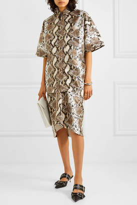 Pushbutton - Snake-effect Faux Leather Shirt - Snake print