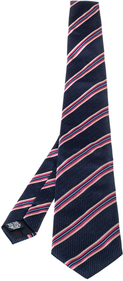 Boss By Hugo Boss Blue & Pink Striped Silk Tie - ShopStyle