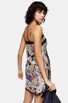 Thumbnail for your product : Topshop IDOL Tarot Card Print Lace Satin Mini Slip Dress