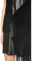 Thumbnail for your product : Derek Lam 10 Crosby V Neck Leather Dress with Fringe