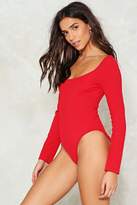 Thumbnail for your product : Nasty Gal Thrown For a Scoop Ribbed Bodysuit