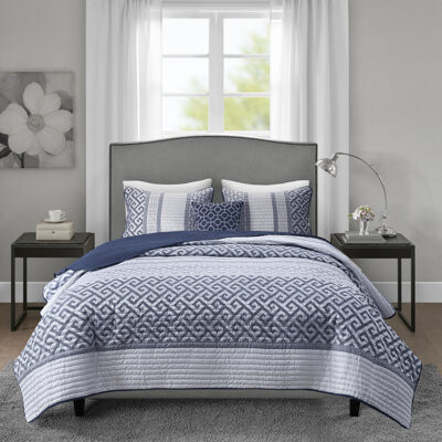 CANJUN Elegant Navy Jacquard Bedding Set Polyester Material Traditional Style For Year-round Use