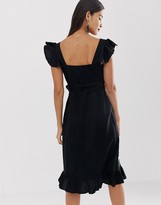 Thumbnail for your product : ASOS DESIGN square neck midi dress with floral embroidery