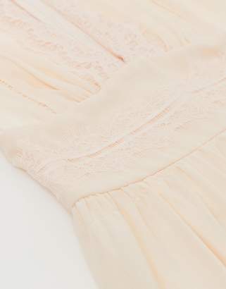TFNC lace detail mini bridesmaid dress in pearl pink