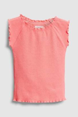 Next Girls Pink Frill Edge Short Sleeve T-Shirt (3-16yrs)
